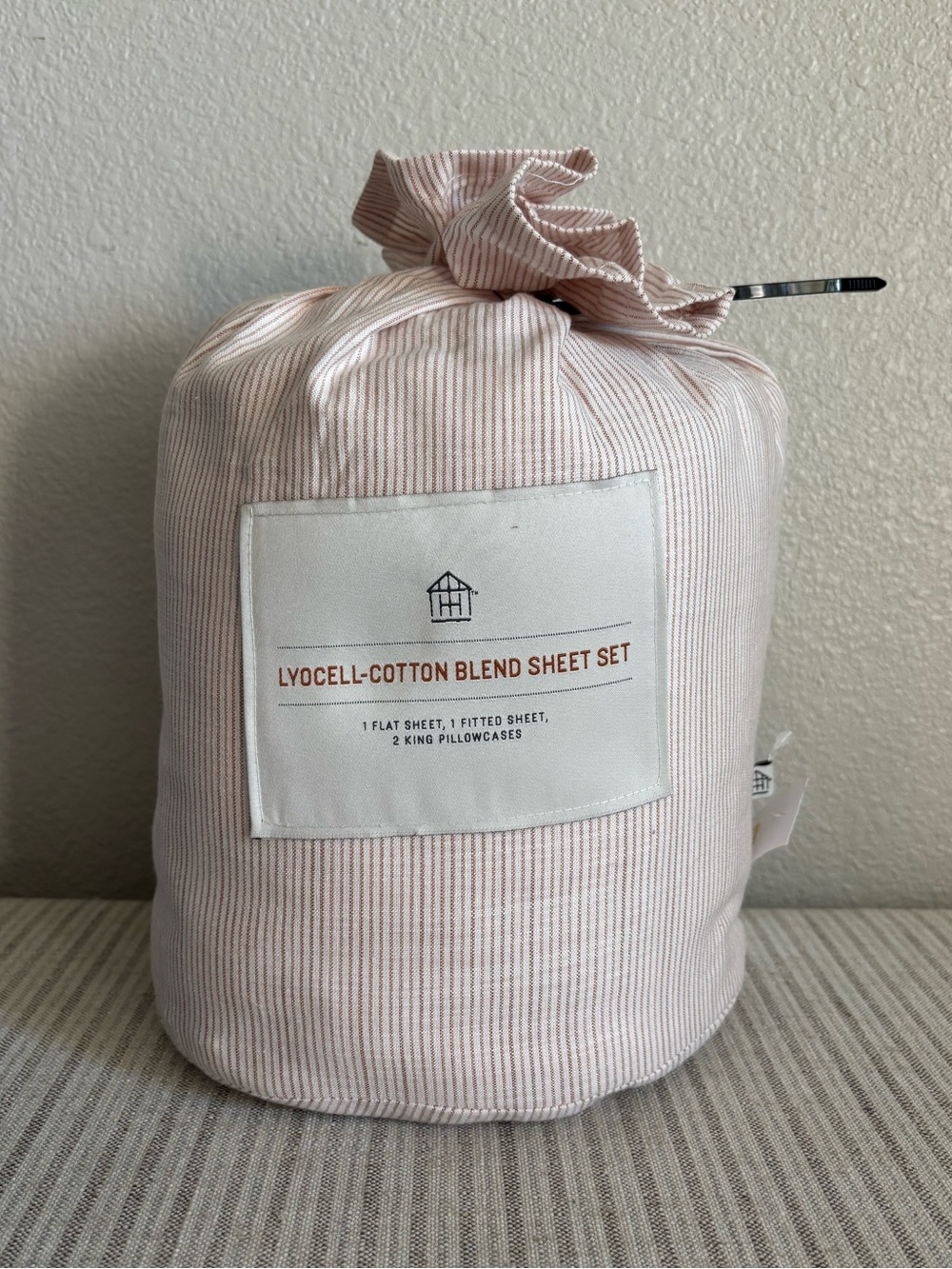 NWT 4pc King Micro Stripe Sheet Set Rust - Hearth & Hand with Magnolia